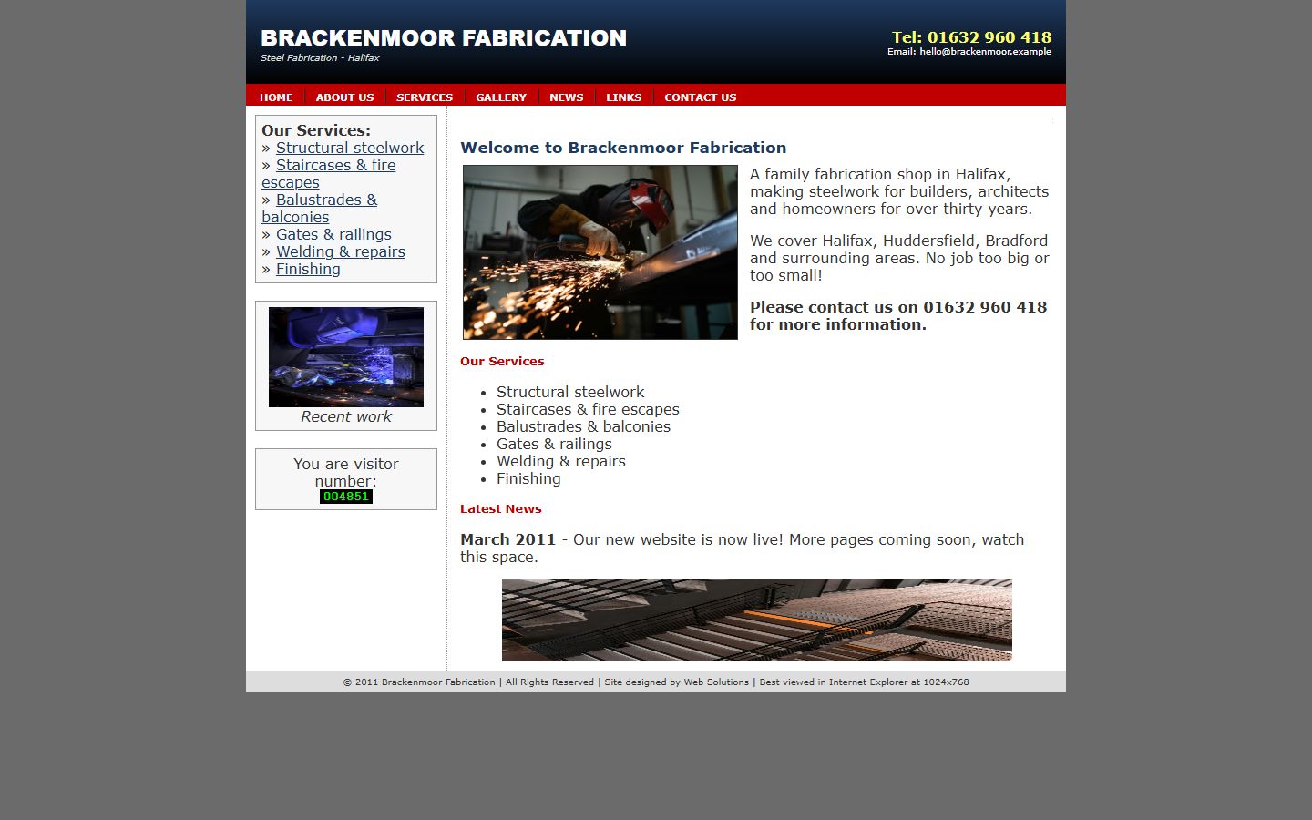 Before: the original, dated website